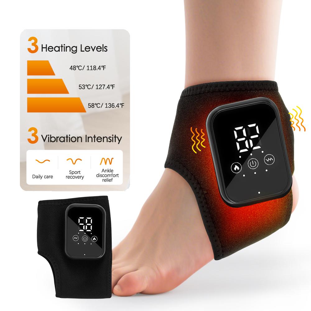 Portable Foot Massager Ankle Brace Joint Protection Heating Vibration Wrap for Plantar Fasciitis Rechargeable Ankle Support