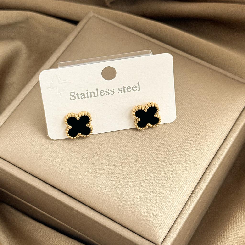 13mm Firkløver Øredobber 18K Vakuum Elektroplettering Ikke-falmende Dame Øredobber