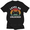 Mens Clothing 1980 40Th Birthday T Shirt For Men Cotton 40 Years Old Level 40 Unlocked Game Tee Top Short Sleeve Fashion T-Shirt