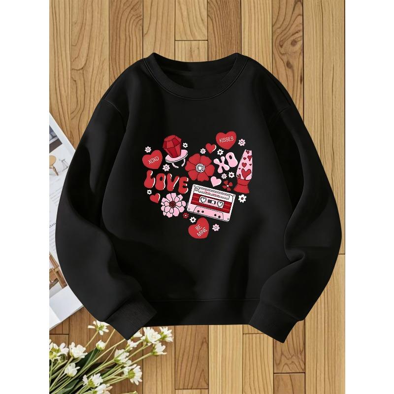 European Size Round Neck Sweatshirt Fashion Print Top Casual Style