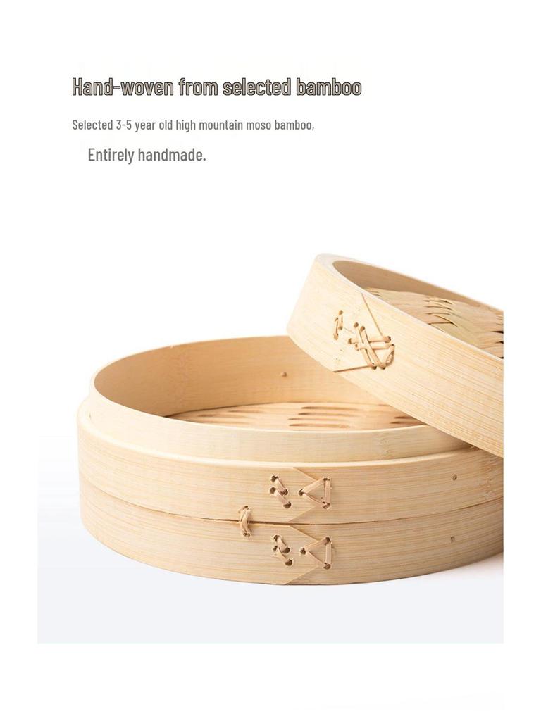 Commercial Handmade Bamboo Steamer for Dim Sum, Xiaolongbao, Mantou, and Rice