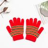 Keep Warm Full Finger Gloves Child Striped Pattern Mitten Windproof for Outdoor