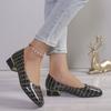 Large Size Fashion Square Head Thick Heel Light Mouth Single Shoes Women's Autumn New Casual Snake Pattern Bright Leather High Heels