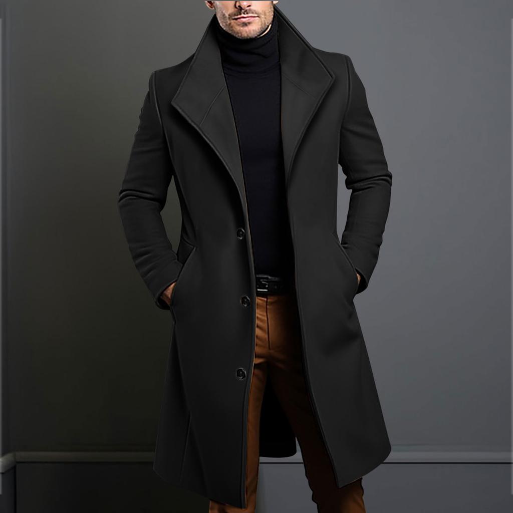 Men's Woolen Mid Length Coat, Windbreaker Coat