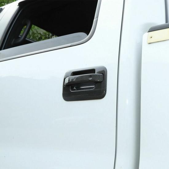 8x Car Exterior Door Handle Trim Cover Decor for Ford F150 2009-14 Carbon Fiber