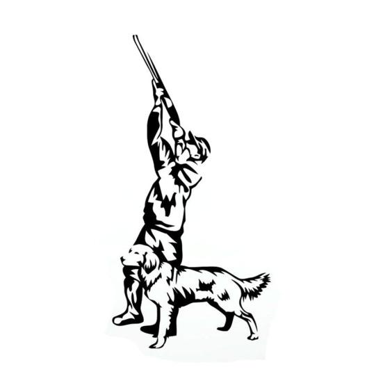 

Охотник на охоту с собакой, наклейка на кузов автомобиля, крутая светоотражающая наклейка на окно, сделай сам, на дверь чёрный