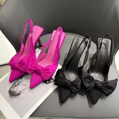 Scarpe da Donna 2024 Estate Nuovo Nodo a Farfalla Donna Slingback Tacchi Scarpe Abito Sexy Tacco Sottile Punta Appuntita Tacco Alto da Donna