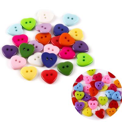 13mm Buttons 100PCS Sewing Lots Mix Colorful Color Random Plastic Heart Shape