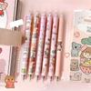 4Pcs Cute Cartoon Design Ballpoint Pen 0.5mm Writing Neutral Pen Press Type Rollerball Pen Learning Office Supplies