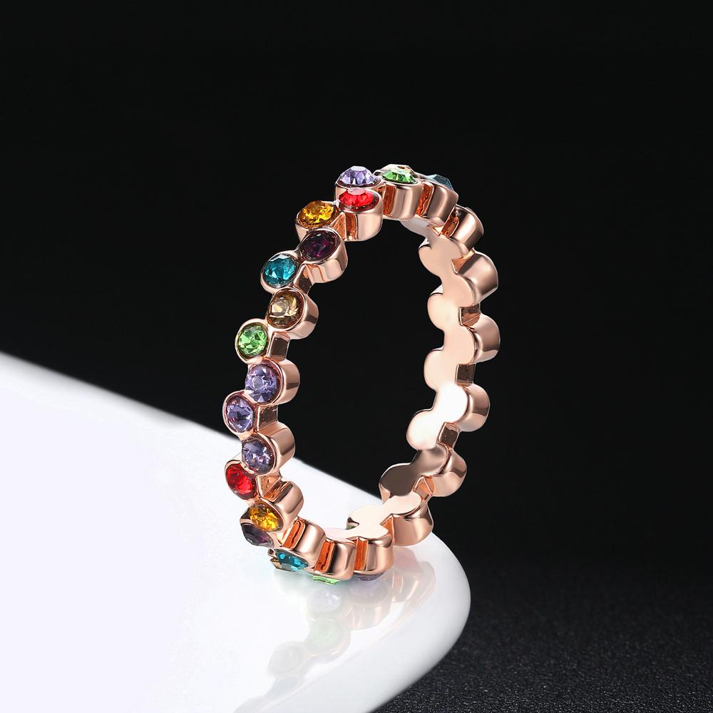 

ZHOUYANG Ring For Women Elegant Style Multicolor Austrian Crystal Rose Gold Color Anniversary Gift Fashion Jewelry DZR002 5.5