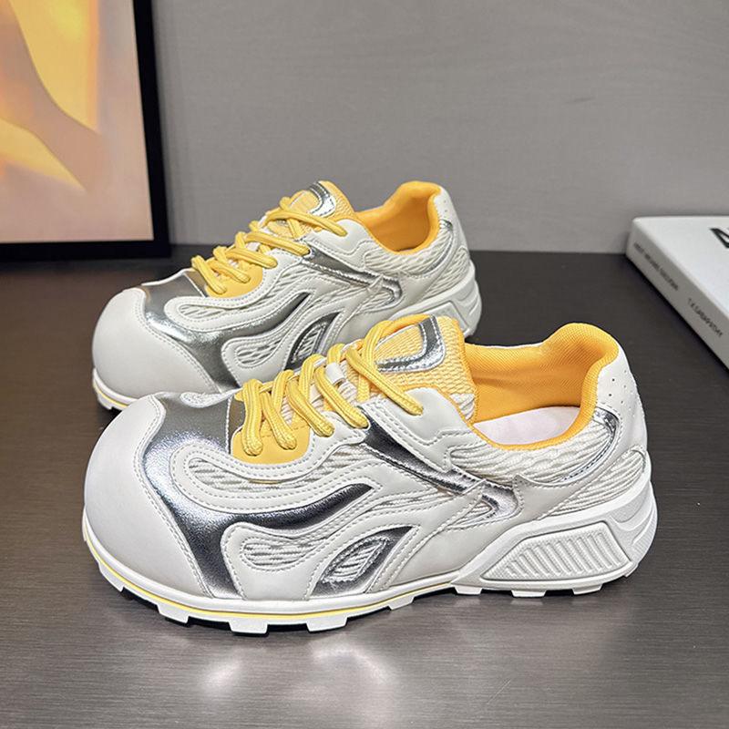 

Platform ugly cute shoes women 2025 new versatile small height increase sports and leisure shoes trendy shoes fashion big head shoes women 35 жёлтый