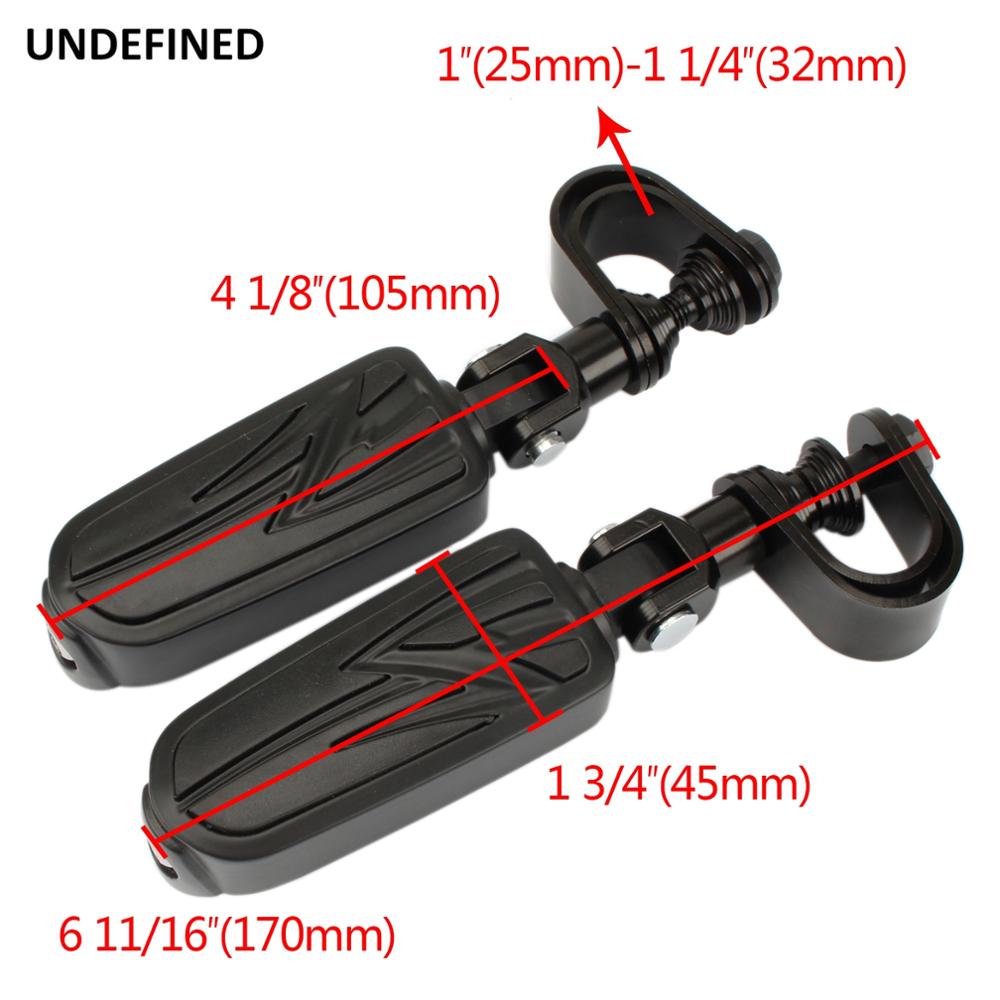 1.25" 32mm Motorcycle Foot Pegs Highway Engine Guard Crash Bars Footrest Mount Clamp For Harley Road King Electra Glide Softail