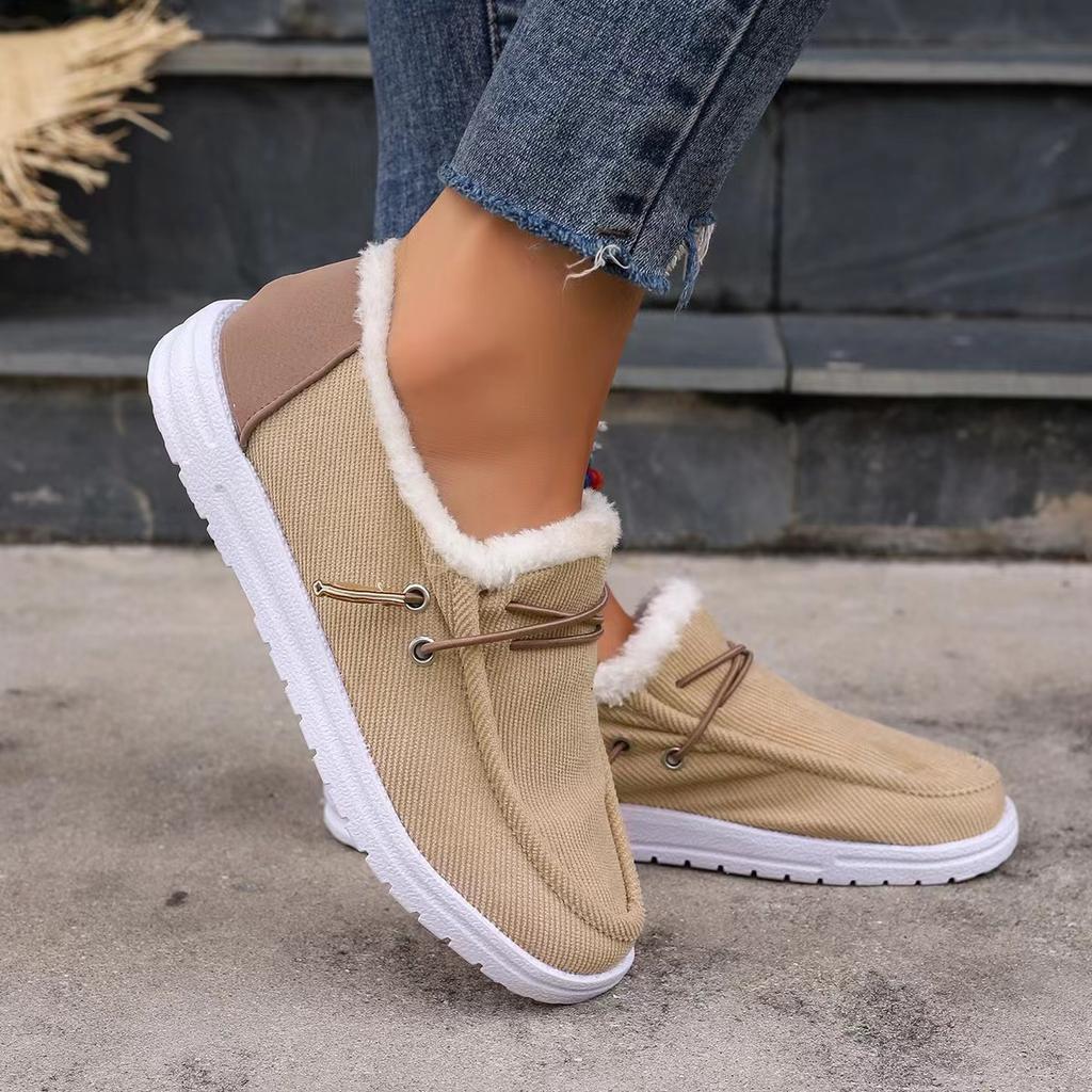 Women's Large Size Thick Sole Winter Warm Fur Snow Boots Padded Lined Ankle Boots Anti-slip Hiking Sneakers High Cotton Boots