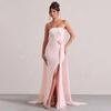 Autumn new long dress temperament tube top sleeveless one-word shoulder European and American split dress trailing dress