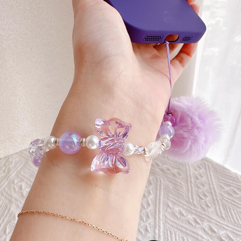 Hair Ball Beaded Phone Straps Sweet Girl Cellphone Pendant Lovely Mobile Phone Chain  Bag Pendant