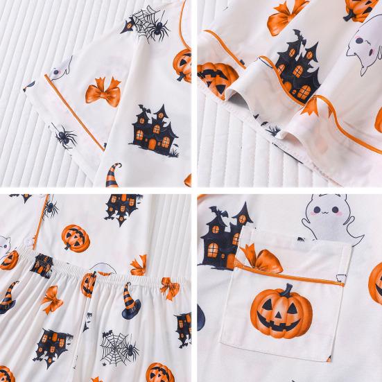 Women's Short Sleeve Pajama Set Two Piece Button Down Top And Shorts Pjs Lounge Set Halloween Sleepwear Outfits