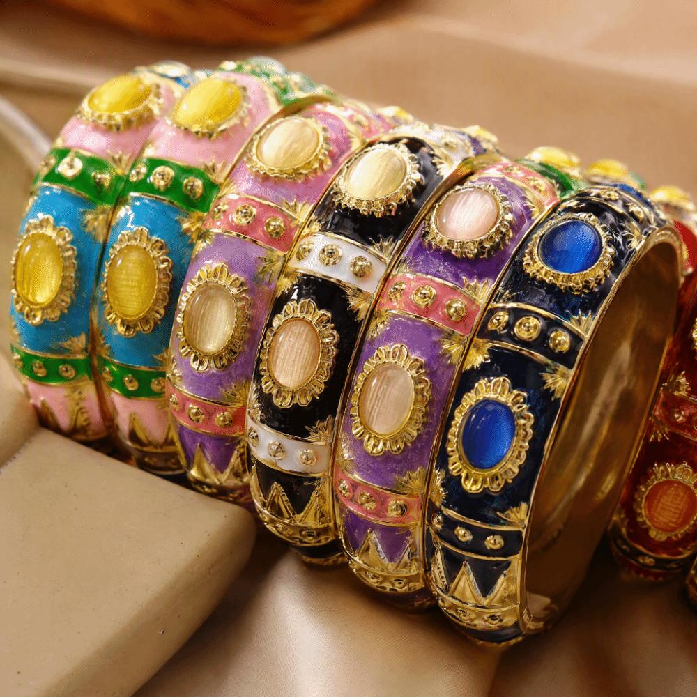 1.4cm Enamel Bracelet Widen Faux Cat‑Eye Enamel Bangle Handicraft Enamel Bangle Jewelry Gifts