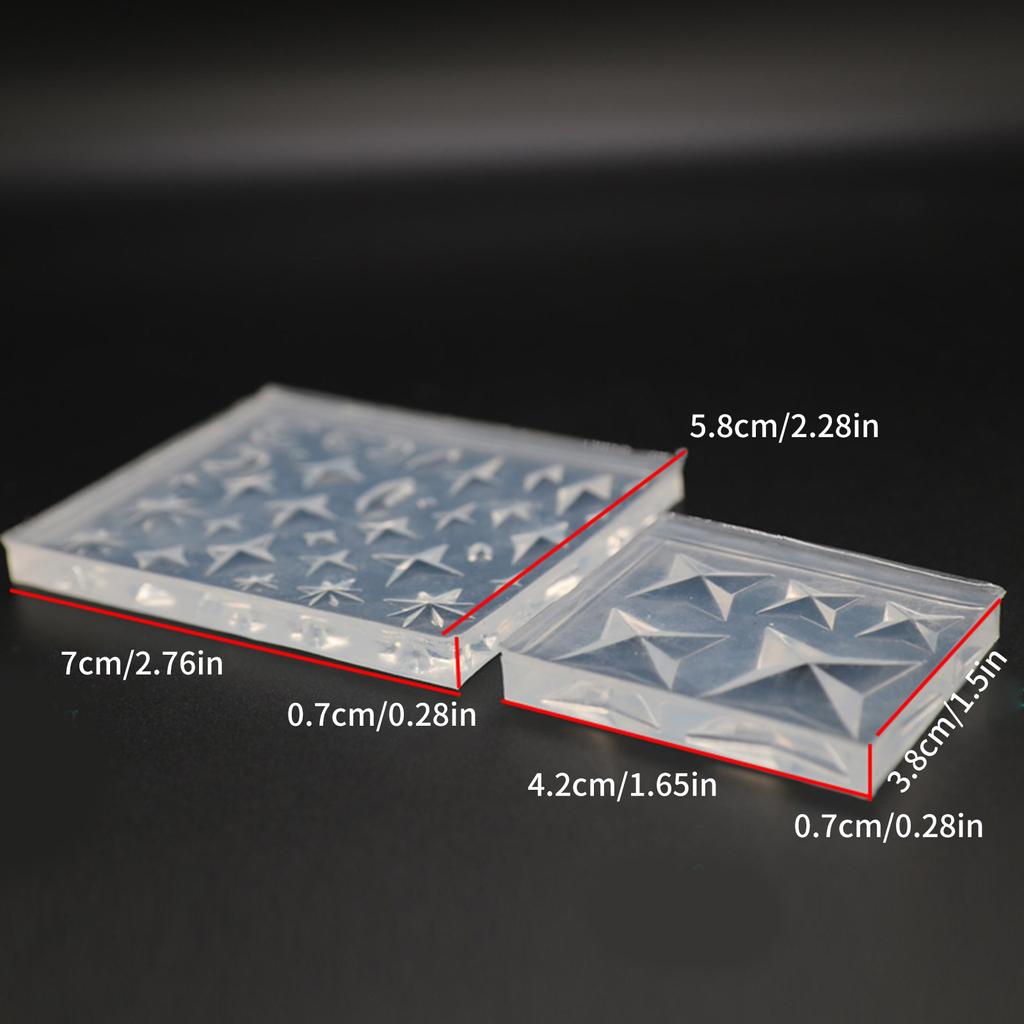 2Pcs/Set Versatile Silicone Casting Mold Diamond Shaped Stones Mold Versatile Ornaments Mould Jewelry Making Tool