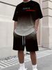 Men's Letter Print Crew Neck Short Sleeve Stylish Streetwear Men's Fashion Set Summer Casual Outdoor Vacation Two-Piece Set