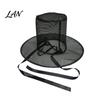 Breathable Costume Hat Vintage Korean Gat Hat, Black Mesh Wide Brim Joseon Dynasty Halloween Performance Scholar with Neck Strap, Cosplay Accessory