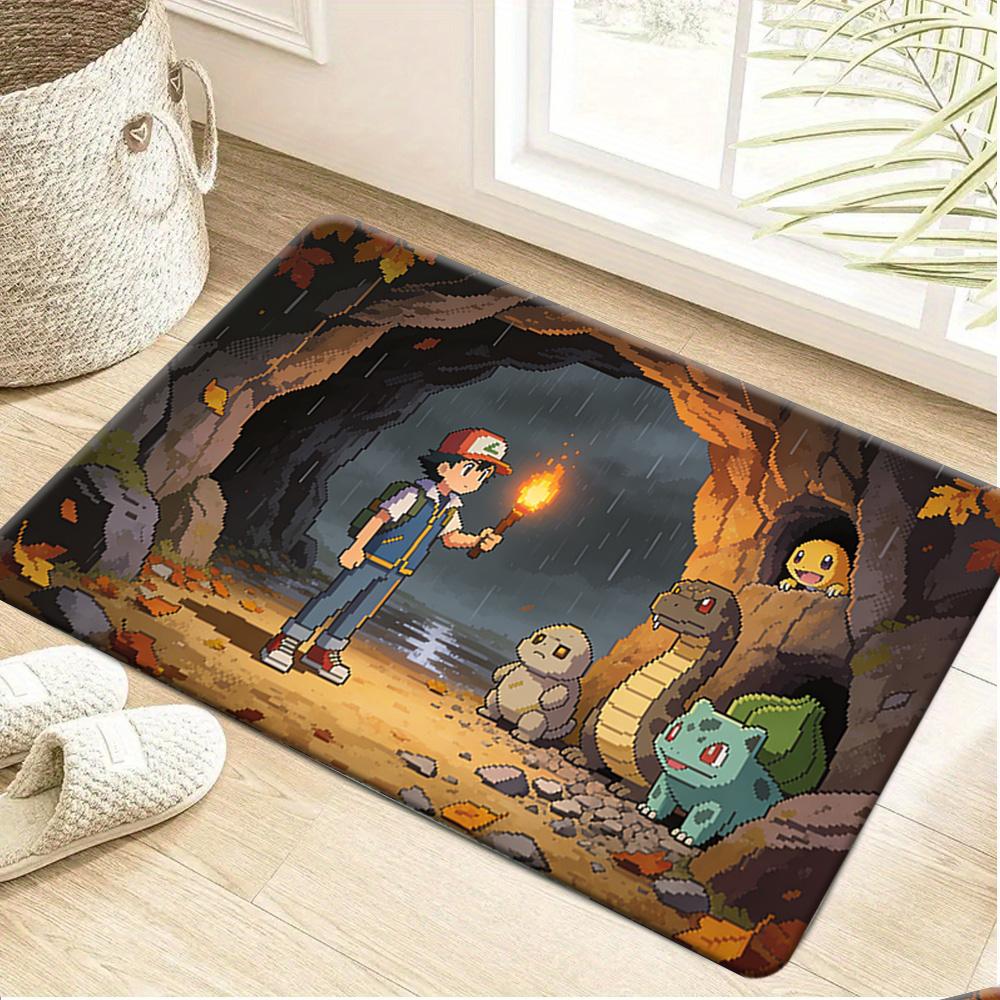 Cute Pikachu Croissant Print Soft Non-slip Absorbent Indoor Home Bathroom Kitchen Entrance Floor Rug Doormat Mat