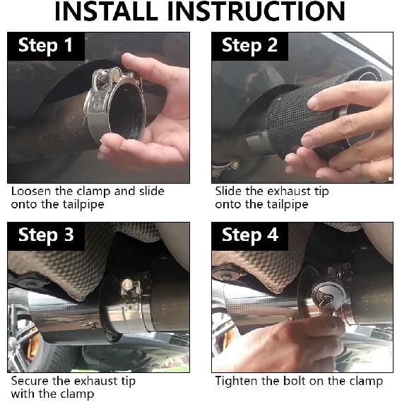 A-KARCK Exhaust Tips Black Chrome 3" Inlet, Muffler Tip with Never Fading and Peeling Coating, 3" Inlet to 4" Outlet 12" Long