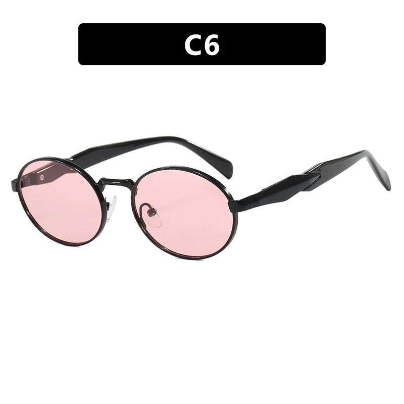 

European American Latest Sunglasses UV 400 Protection Elliptical Metal Sunglasses Woman Stylish Retro High-end Sunglass Premium Gafas