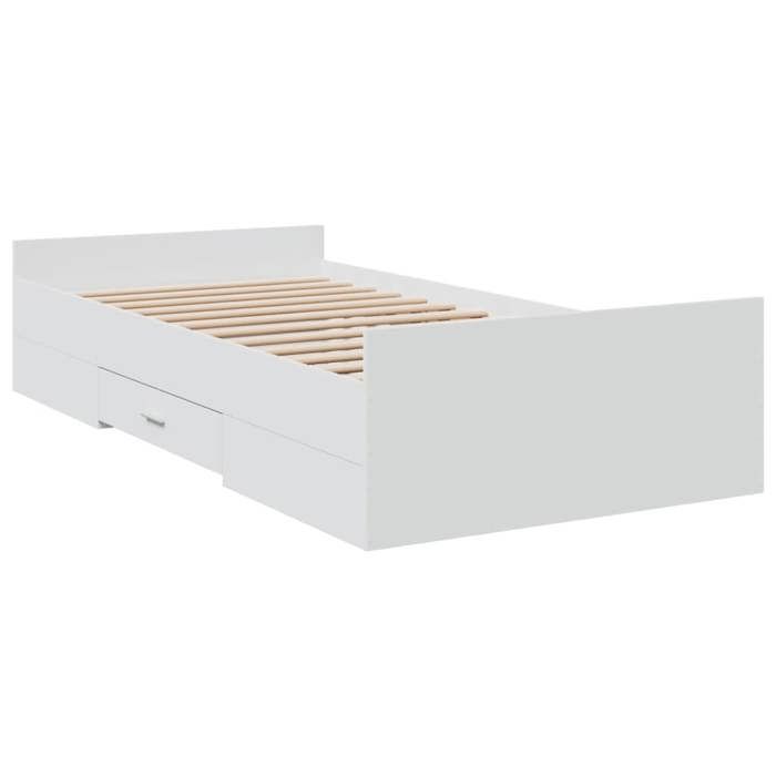 VidaXL Cadre de lit avec tiroirs blanc 75x190 cm bois d'ingénierie, lit, lit de rangement, cadre de lit simple, lit simple, 3280349