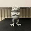 3D Printed Frog Figure, Mini Desktop Ornament, Simulated Frog Model with Sunglasses Crossed Arms, Standing Frog for Desk, Car Interior