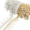 1 Yard Perlenquaste Kristall Metallkette DIY Strass Spitzenbesatz Aufnäher Kleidung Schuhe Tasche Kleidungsstück Vorhang Dekor Zubehör