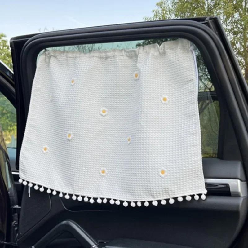 Cortina con ventosa para ventana de coche, parasol Universal de dibujos animados para ventana lateral, protección UV para chico y bebé
