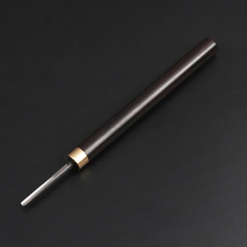 Nitriertes Weißstahl Holzschnitzmesser mit Griff aus lila Sandelholz