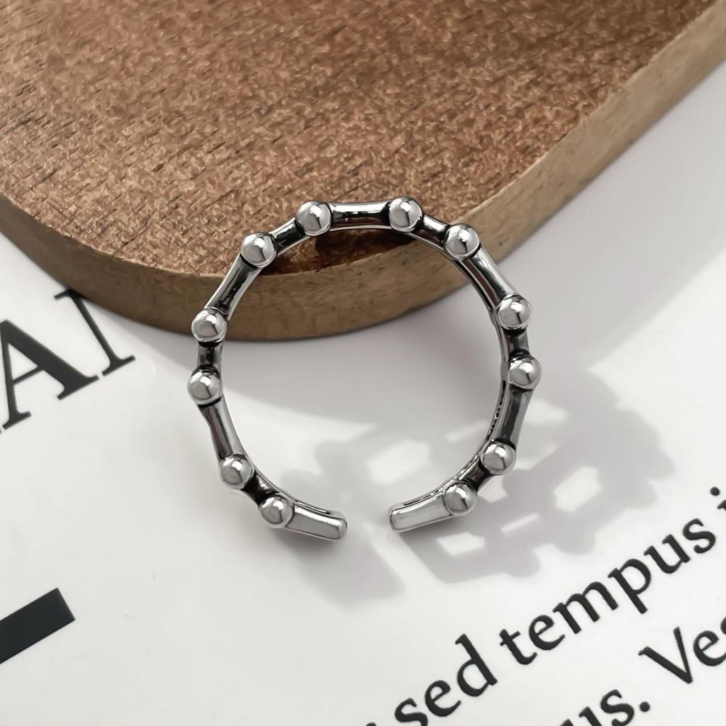 Men's Trendy Vintage Sterling Silver Bamboo Chain Adjustable Ring