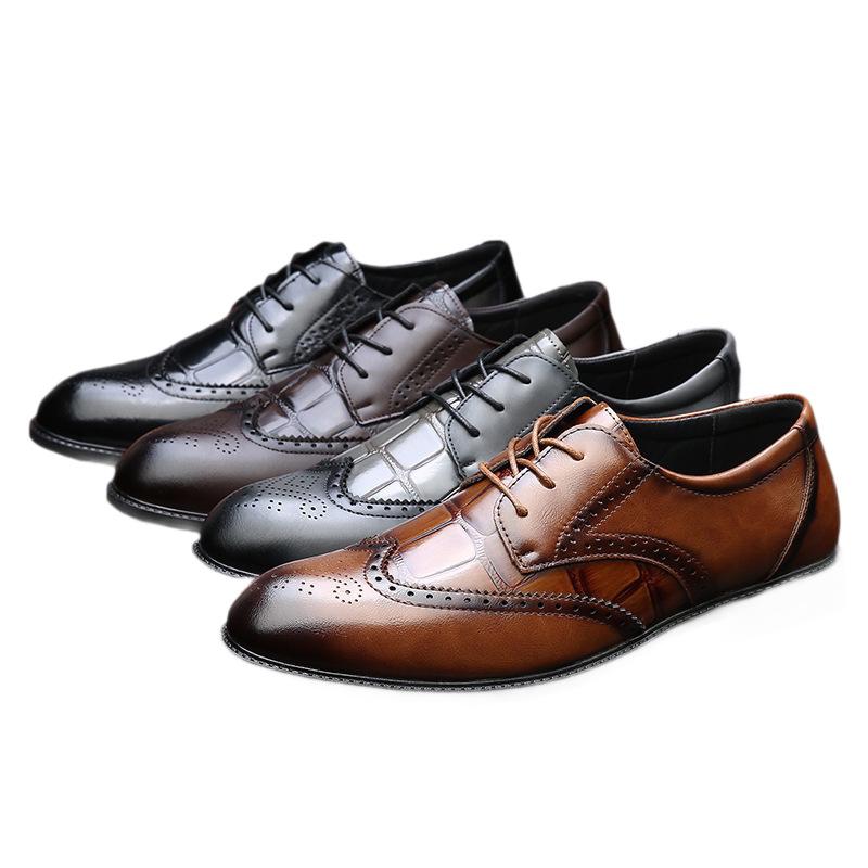Exported plus-size Brock custom leather shoes for men, spring/autumn casual British and European American formal men's shoes