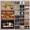Warnung Huhn Ei Metall Zeichen Vintage Zinn Zeichen Plaque Metall Bauernhof Wand Dekor Bauernhof Garten Gemüse Feld Höhle Metall Poster