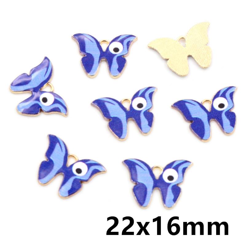 10pcs/lot 21x15mm Colorful Butterfly Charms Pendant Enamel Metal Small Charms Necklace Bracelet DIY Jewelry Making Accessories