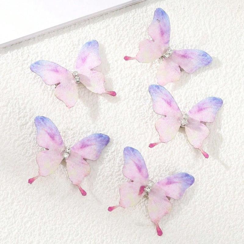 Pack Of 5 Butterfly Hair Clip For Women Girl Hair Accessories Side Barrettes For Parties Proms School Event Wear