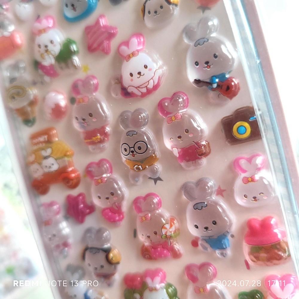 4-Piece 3D Embossed Crystal Animal Fun Stickers - Decorative Decals for Kids, Notebooks & Phone Cases BulingBulingStickers Store