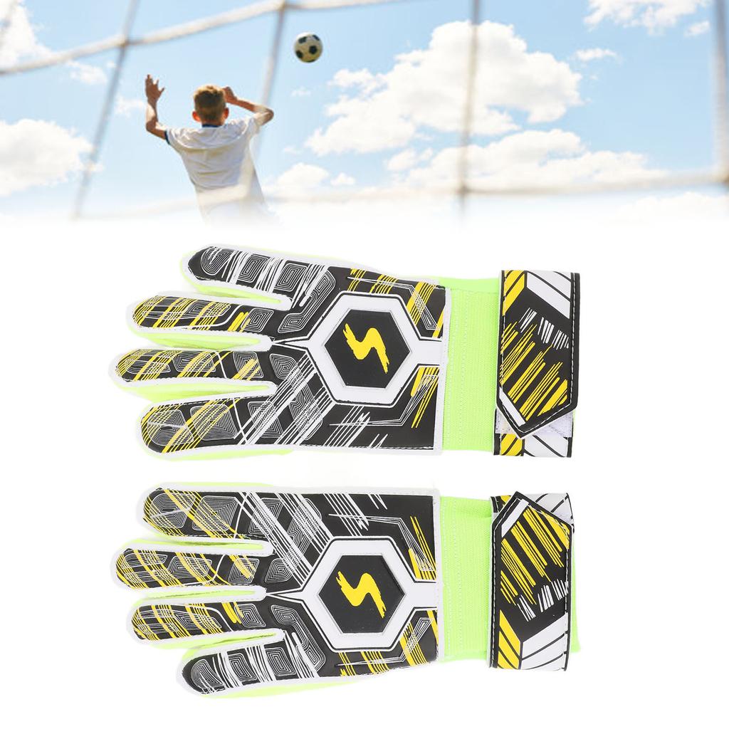 1 Pair Kids Soccer Gloves Latex Collision Resistance Football Goalkeeper Gloves for Grip Finger Guard Yellow Size 7