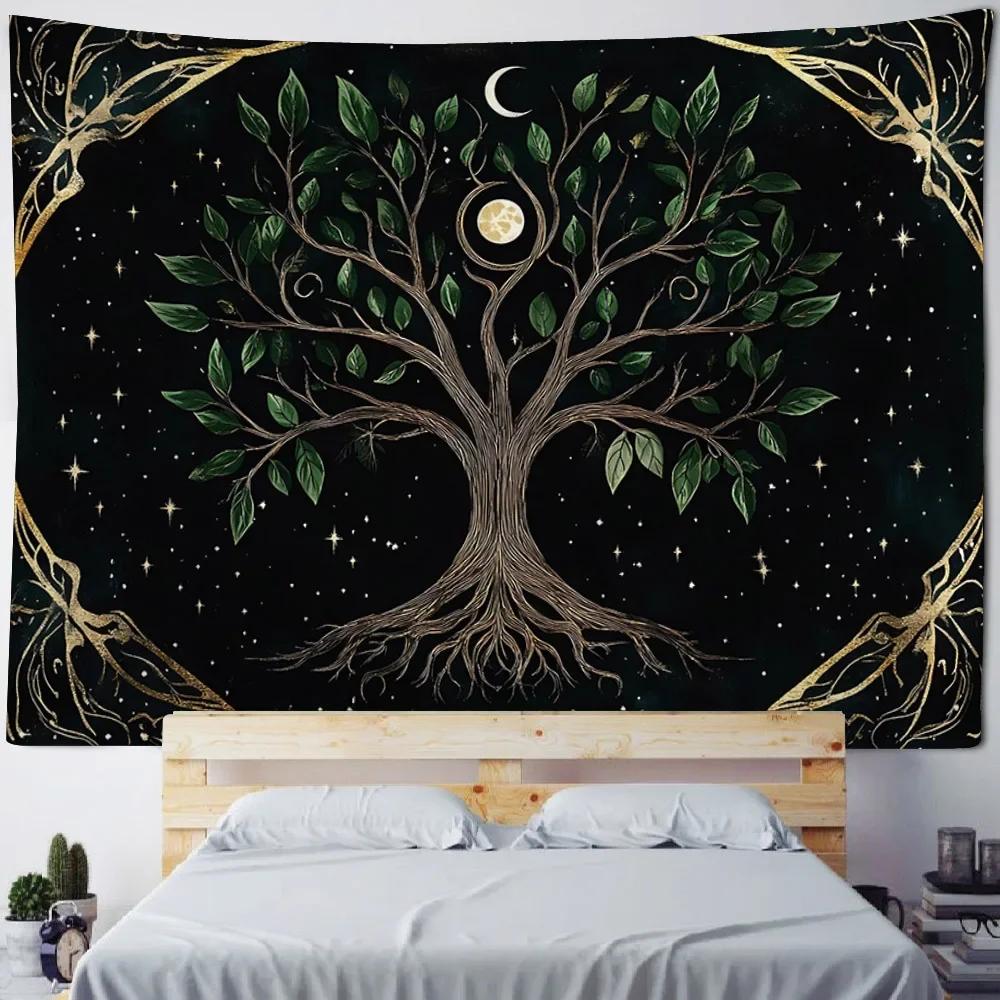 Psychedelic Tree of Life Art Tapestry Mandala Wall Hanging Cloth Bohemian Hippie Home Aesthetics Art Decorative Blanket