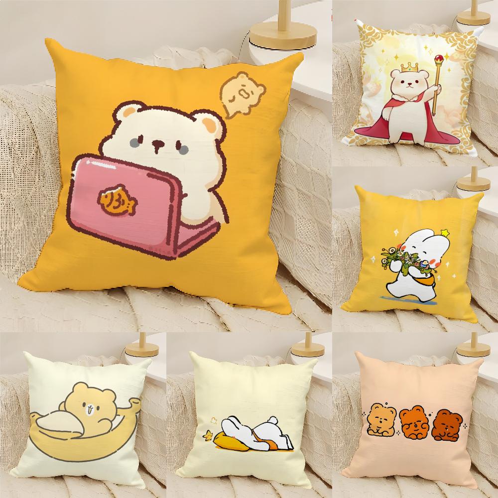 2 Cute Sleeping Polar Bear Cartoon Pattern Pillow Case Home Living Room Decoration Linen Pillowcover Pillow Cases Cushion Cover