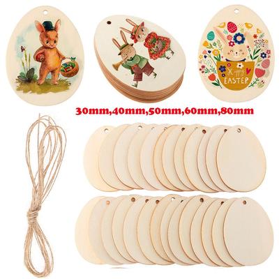 DIY Craft Drawing Wooden Hanging Ornaments Wood Slice Wood Chips Easter Eggs Easter Decorations