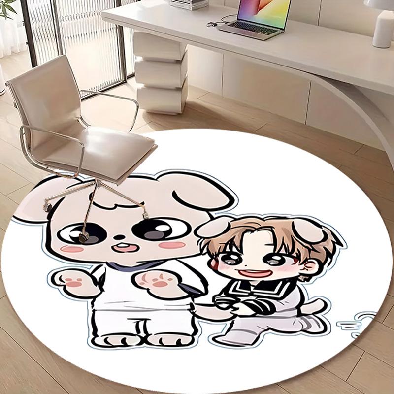 1pc Kpop Team8 Design Printed Area Round Carpet for Bedroom Living Room Home Decor Rugs Mat Non Slip Mat Rug for Bedside