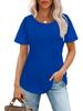 Pleated Round Neck Short Sleeve Women's T-Shirt - New 2024 European & American Style