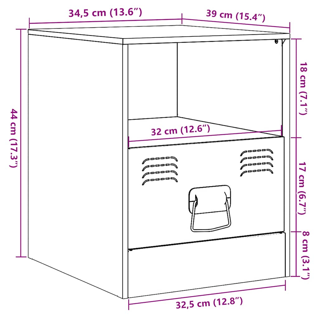 Nightstands 2 Pcs. Pink 34.5 X 39 X 44 Cm Steel