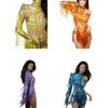 Women's Shines Sequins Tassels Latin Jazz Dance Leotard Bodysuit One Shoulder Lyrical Dance Costume Festival Raves Outfits