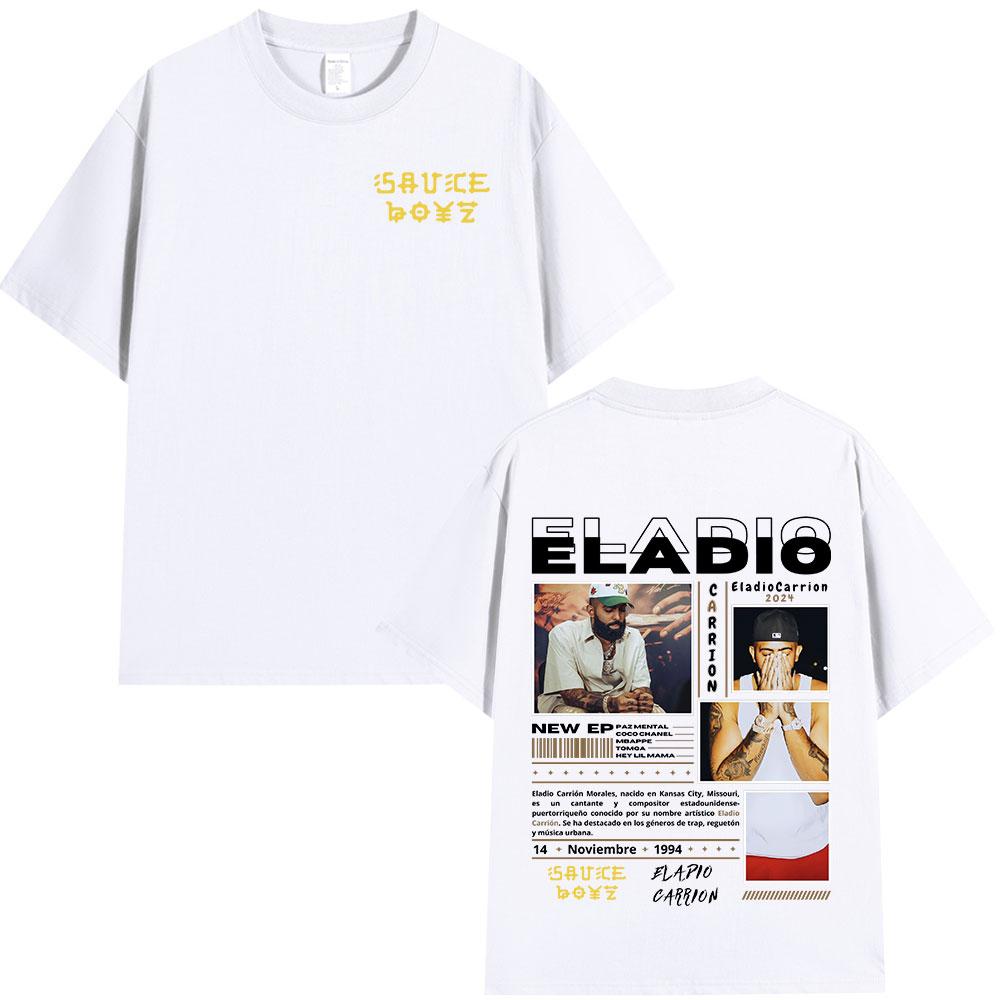 Eladio Carrion Sauce Boyz Album Graphic T-shirts Mens Women Clothing Fashion Hip Hop T Shirts Casual Cotton Short Sleeve T-shirt