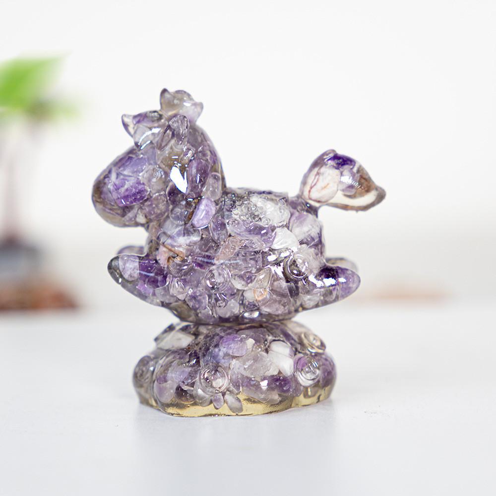 Resin Crystal Horses Desk Decor With Rotatable Animal Figurine For Gift Giving And Home Office