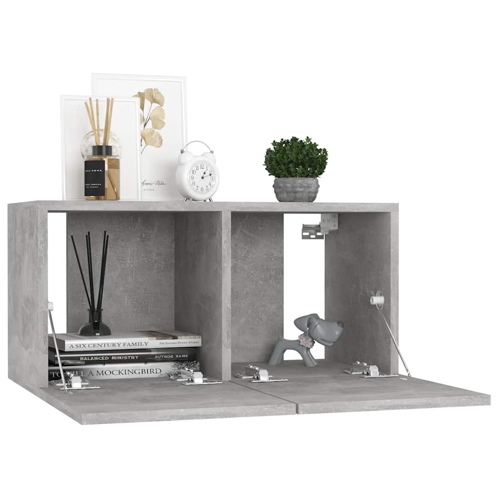 Vidaxl Szafki Wiszące Pod Tv 2 Szt., Szarość Betonu, 60X30X30 Cm