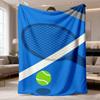 2026 Latest Flannel Blanket 1pc of Blue Tennis Court Patterned Stylish And Cozy Flannel Blanket Suitable for Bed Or Sofa, Ideal for Indoor Relaxation